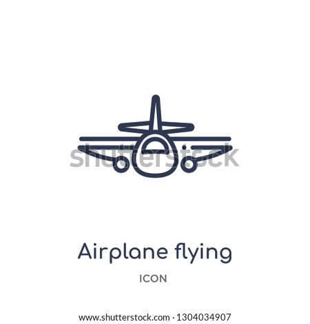 airplane flying icon from transport outline collection. Thin line airplane flying icon isolated on white background.