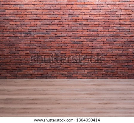 Brick wall and wooden floor, empty room