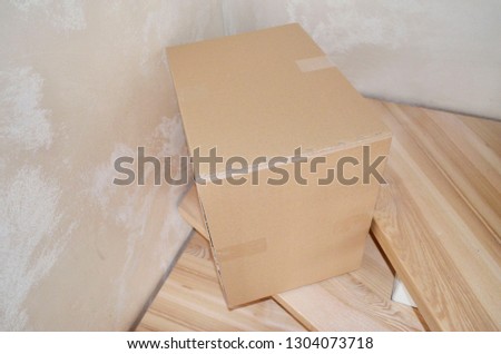 Cardboard box on the stair