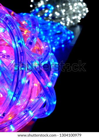 Colorful lights . Neon tapes. Lighting cable. Abstract. 