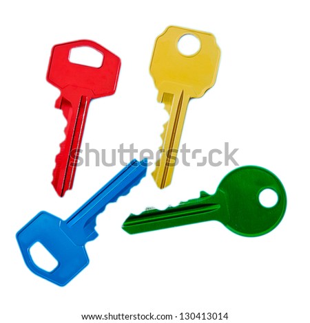 colored keys on white background Royalty-Free Stock Photo #130413014