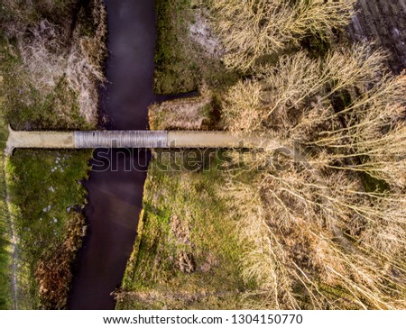 Aerial top view of a bridge in Limburg, the Netherlands