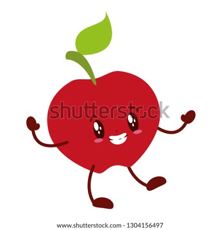 kawaii apple cartoon character
