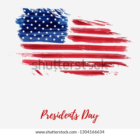 USA Presidents day background. Vector abstract grunge brushed flag with text. Template for horizontal banner.