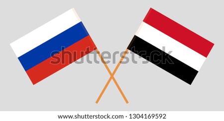 Russia and Yemen. The Russian and Yemeni flags. Official colors. Correct proportion. Vector illustration