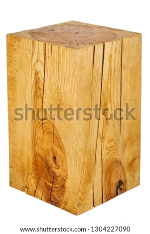 carved wood stump isolated on white background