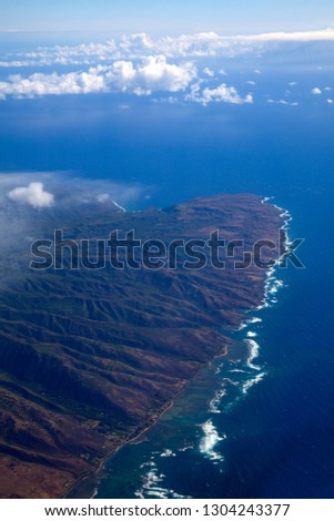 Aerial View of the O'ahu Island, Hawaii, USA.