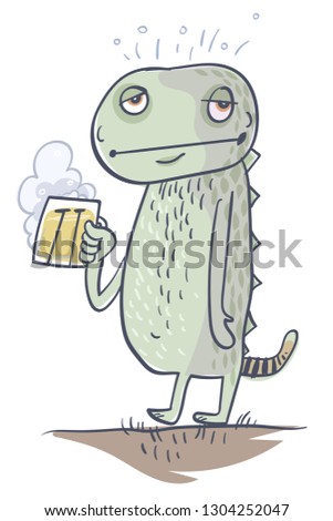 Strange animal drinking beer