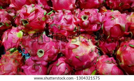 Dragon fruit, with vitamin and high water. The inside of this red fruit such as peelings with sweetness