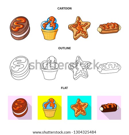 Vector illustration of confectionery and culinary logo. Set of confectionery and product stock vector illustration.