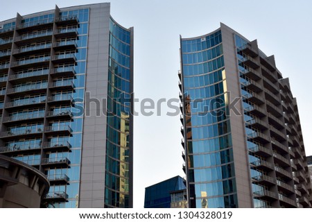 Twin condominium high rises in Midtown Atlanta
