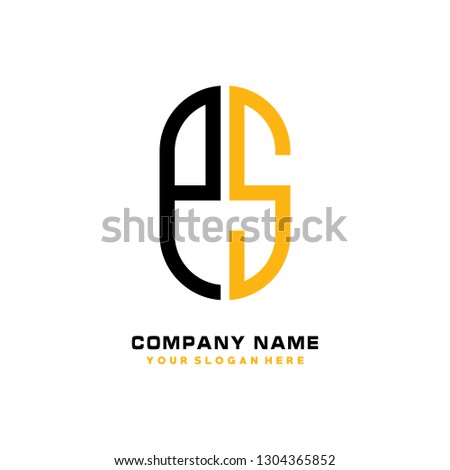 P S initial letter, modern logo design template vector