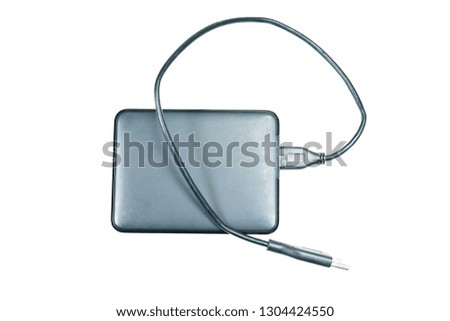 External drive and black cable for storage data from computer