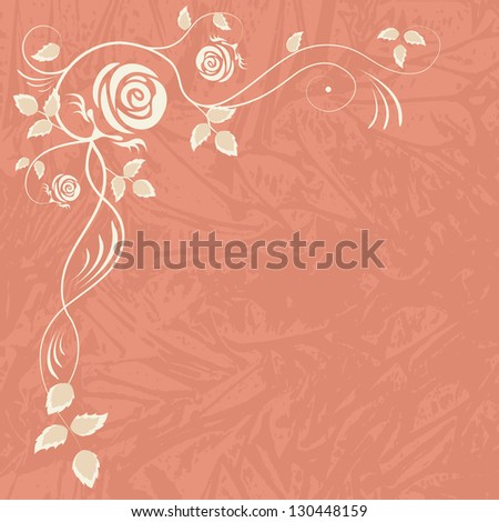 Grunge retro invitation card with rose (vector format also available in my portfolio)