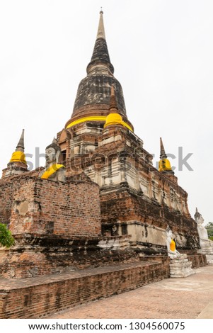 Buddha statues and stupa at Wat Yai Chai Mongkon, Ayutthaya, Thailand, Asia