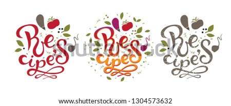 Recipes sign, logo, emblem. Vector illustration. For a book of recipes, Cooking classes, culinary blog or postcards.