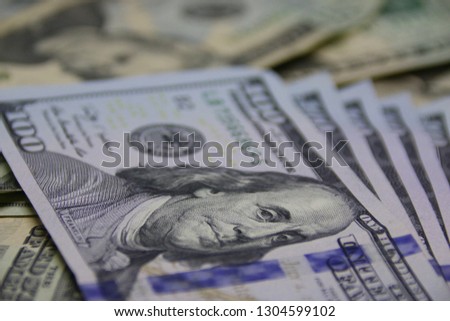 Dollar bills background. Hundred dollar bills.