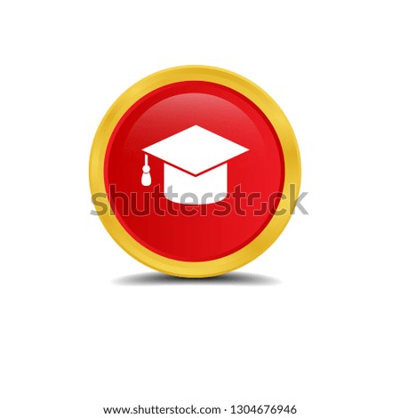 education icon and glossy gold button