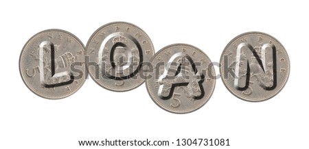 LOAN – Coins on white background
