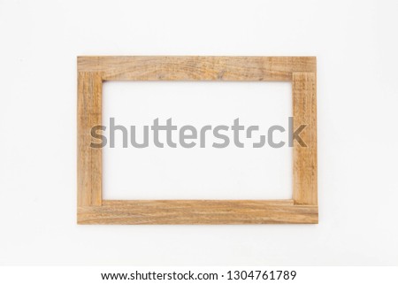 Wooden frame for painting or picture on white background
