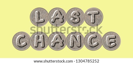 LAST CHANCE – five new pence coins on yellow background