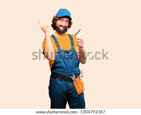 handyman worker with a credit card