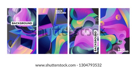 Vector Abstract 3D Colorful Gradient Geometric Curvy pattern background illustration. Set of Abstract Techno and cultural background for Cover, Poster, and print in Eps 10
