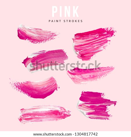 Pink hand painted elements for design