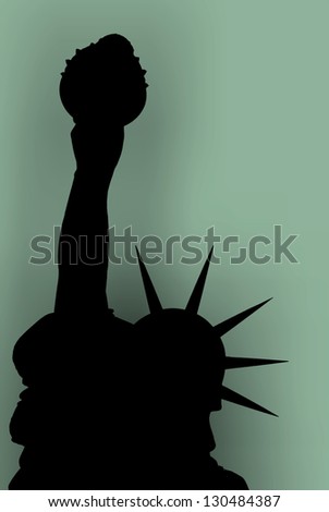 Statue of Liberty silhlouette black on green