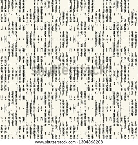 Monochrome Variegated Dashed Graphic Motif. Seamless Pattern.