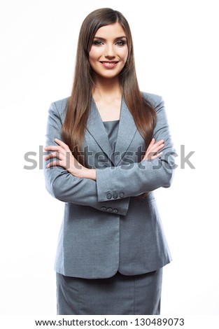 Portrait of smiling business woman, isolated on white background. Female model .