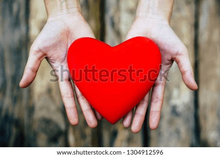 
Health care concept . red heart in woman hand.