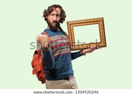 young hippie man with a baroque frame