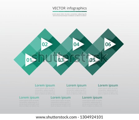Step by step infographic. Template with 6 numbers can be used for workflow layout, diagram, chart, number options, web design, business presentation, trainings.