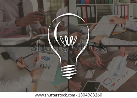 Idea concept illustrated by pictures on background
