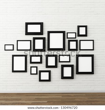picture frame on  white brick wall