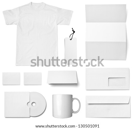 collection of various  blank white paper on white background. each one is shot separately Royalty-Free Stock Photo #130501091
