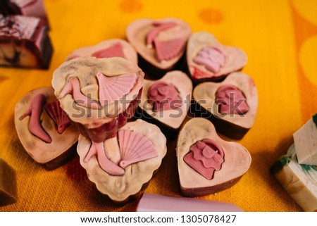 handmade sopat in hearts and roses form