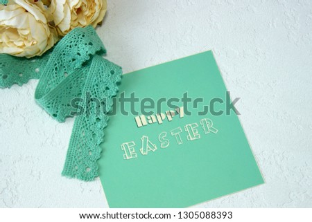 easter greeting card on white background. happy easter