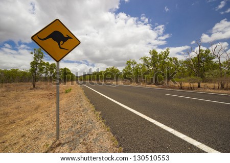  Kangaroo road sign in australian outback