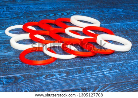 oil seal for hydraulic and pneumatic industrial systems (white and red on a blue background)