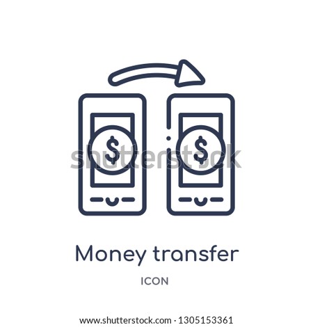 money transfer icon from payment outline collection. Thin line money transfer icon isolated on white background.