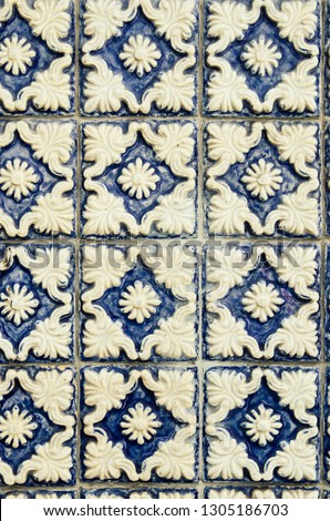 old traditional azulejo tile wall