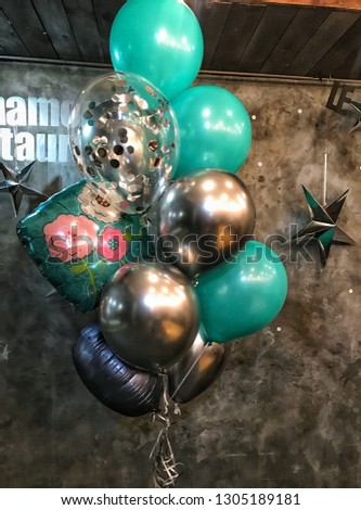 Balloons,  hellium. Decoration for birthday party celebrating.