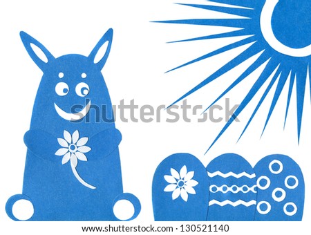 Blue Easter Rabbit Paper Cutout