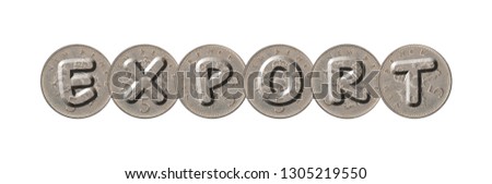 EXPORT – Coins on white background