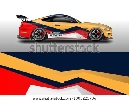 Racing car decal wrap vector designs. Truck and cargo van decal, company , rally, drift . Graphic abstract stripe racing background . 