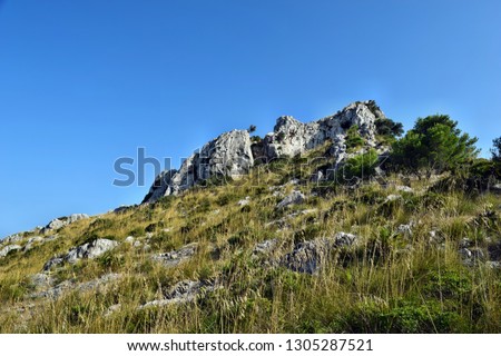 A view of the mountain top Puig de Sant Marti in Alcudia, Mallorca