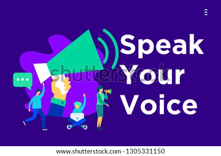 speak your voice concept flat vector illustration, landing page, template, ui, web, mobile app, poster, banner, flyer