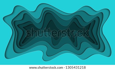 Abstract Blue Background with deep Paper cut Style